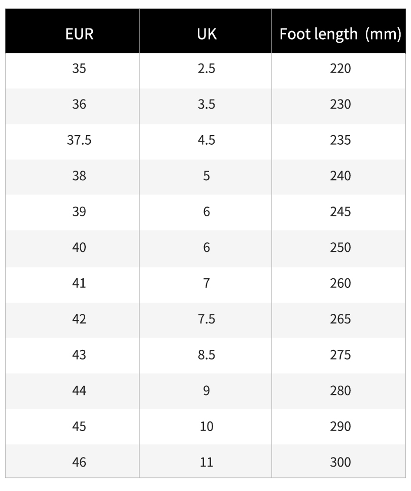 Luxiaojun EU Size Chart